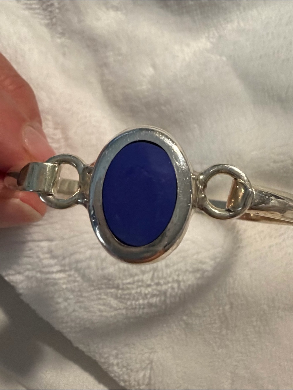 Sterling Silver Bracelet with Oval lapis Stone